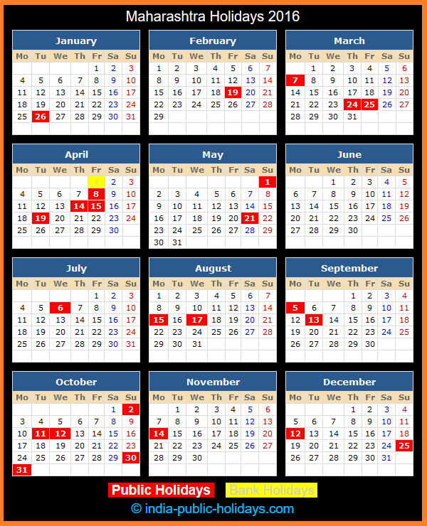 Maharashtra Holidays 2016